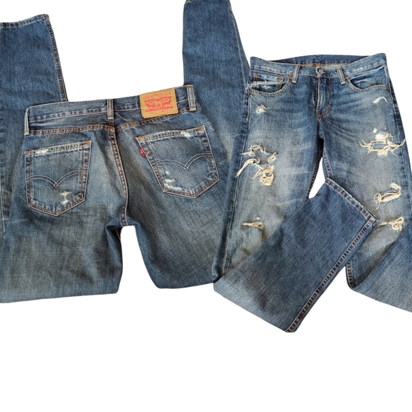 Levi's Jeans | Levis 51 29 X 34 Distressed Blue Jeans Ripped Straight Leg |  Poshmark
